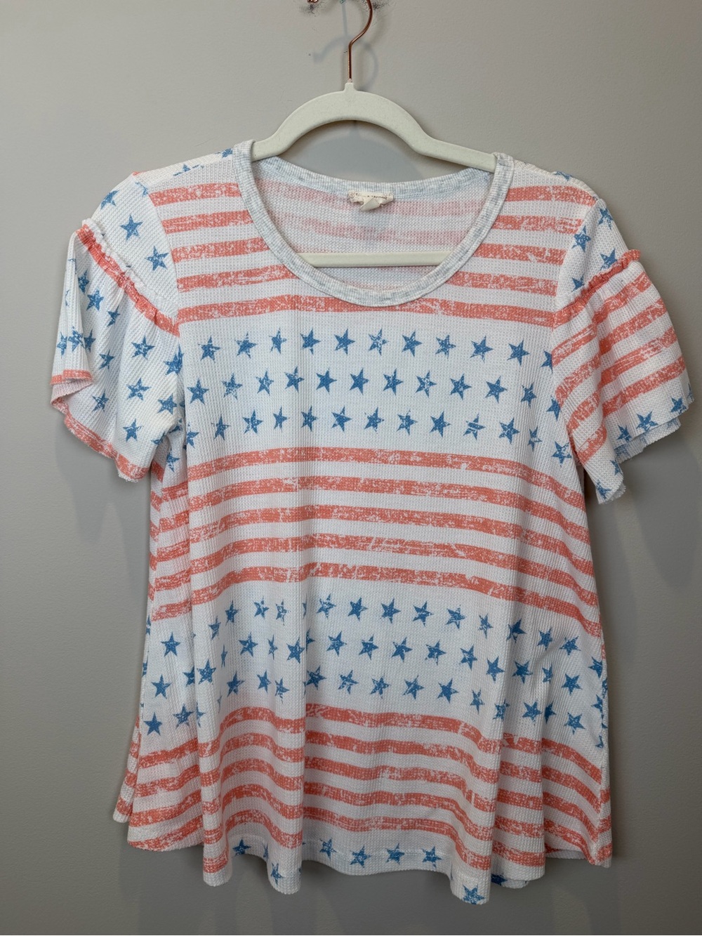 Thread & Supply Patriotic American Flag Star Striped Tee Size S